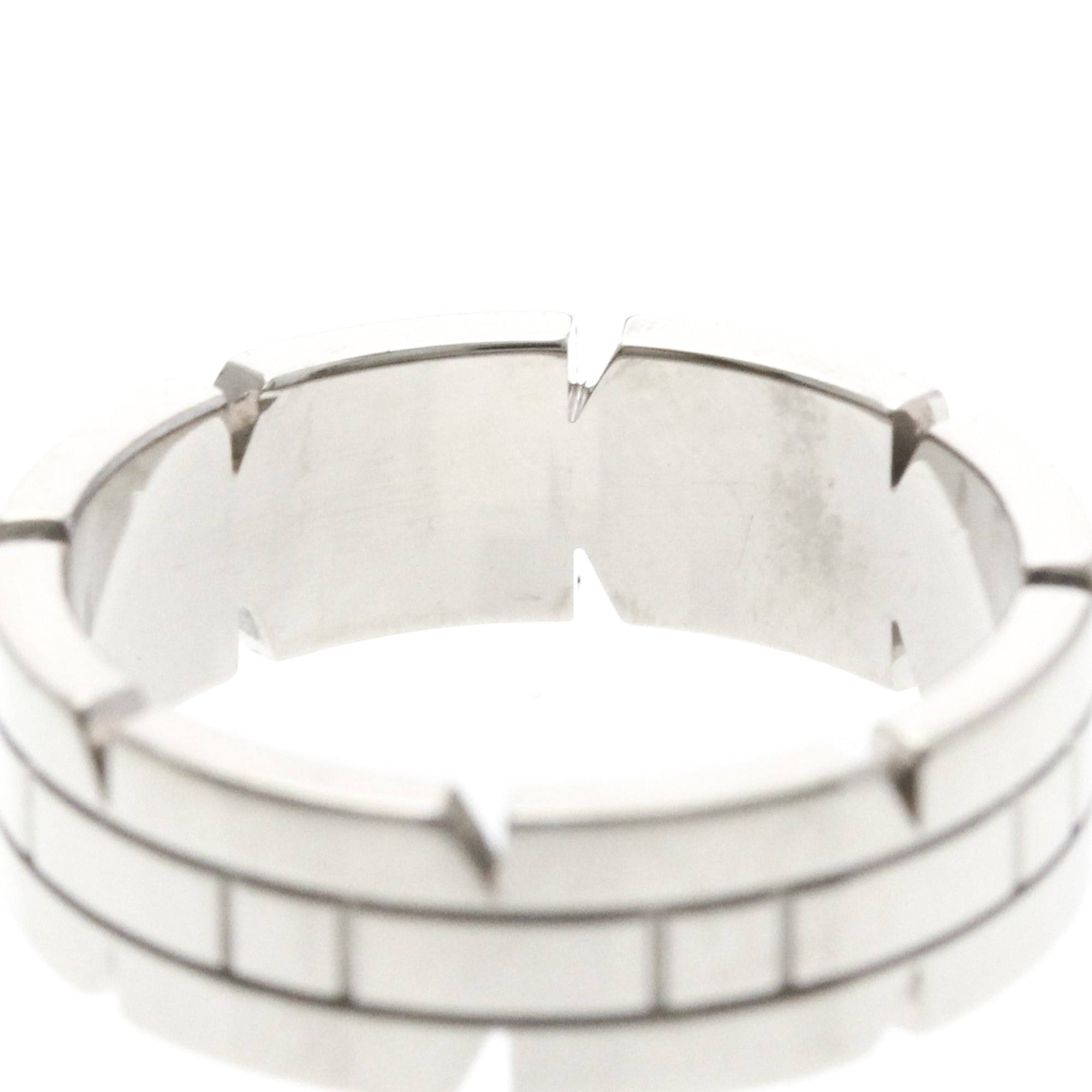 Cartier Tank Francaise 18K White Gold Silver White_Gold Ring Jewelry (Pre-Owned)