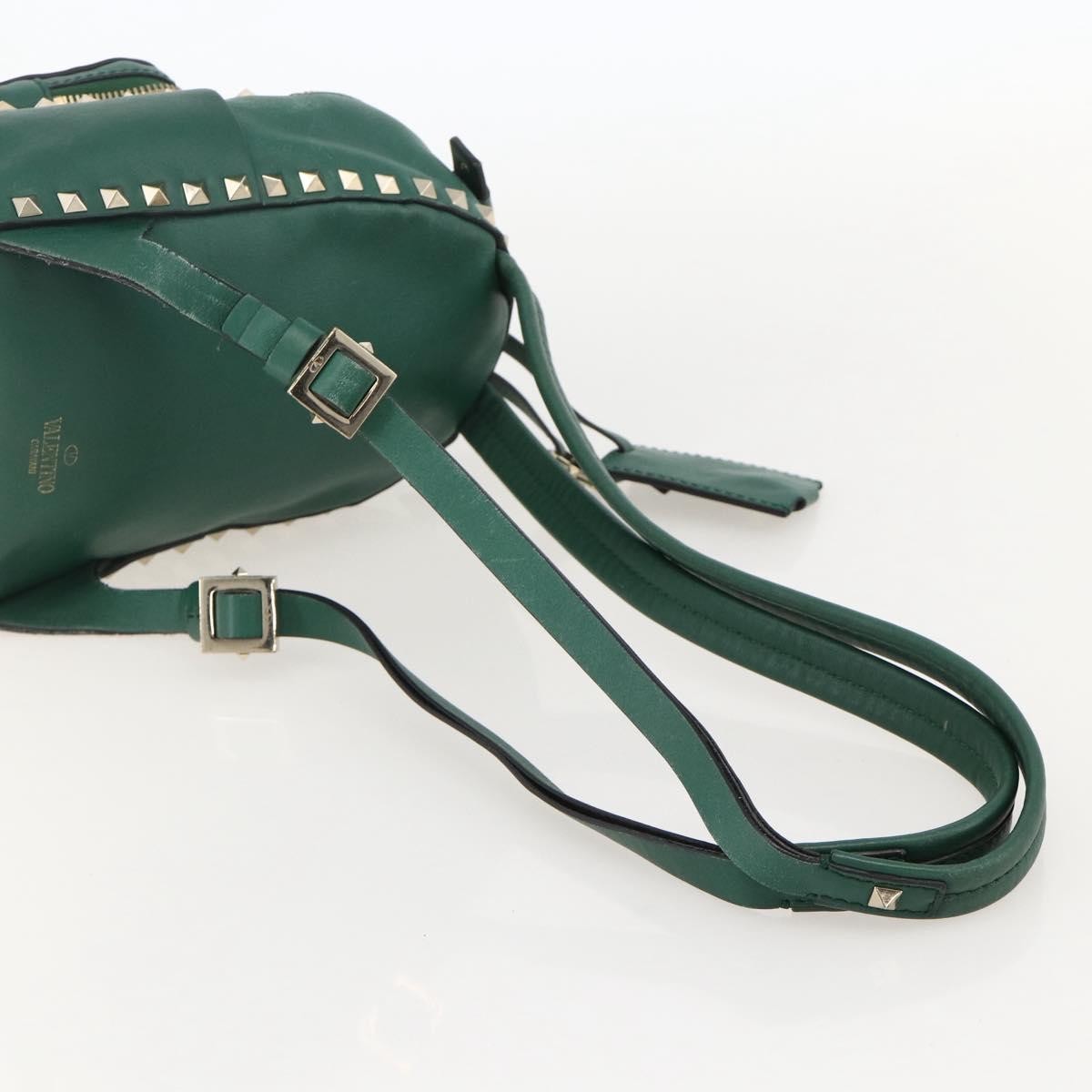 Valentino Garavani Rockstud Leather Green Leather Backpack Bag (Pre-Owned)