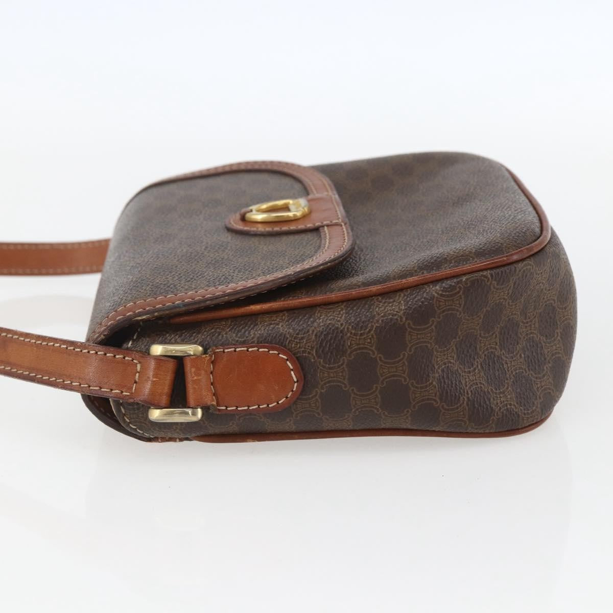 Celine Vintage Macadam Canvas And Leather Brown Canvas Shoulder Bag Bag (Pre-Owned)