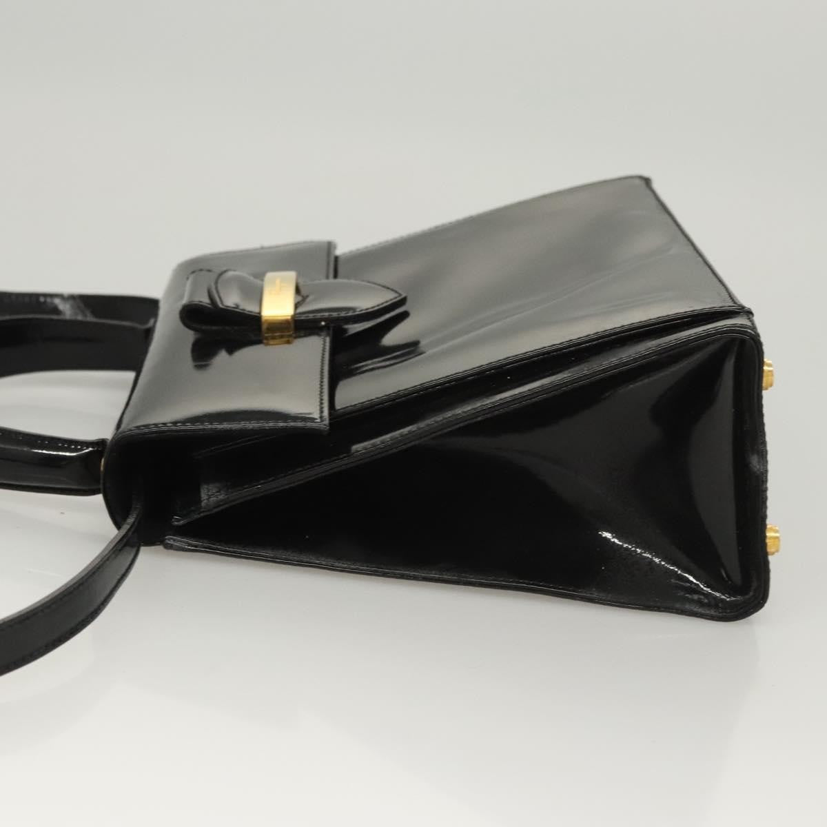 Salvatore Ferragamo Vintage Patent Leather Black Patent_Leather Handbag (Pre-Owned)