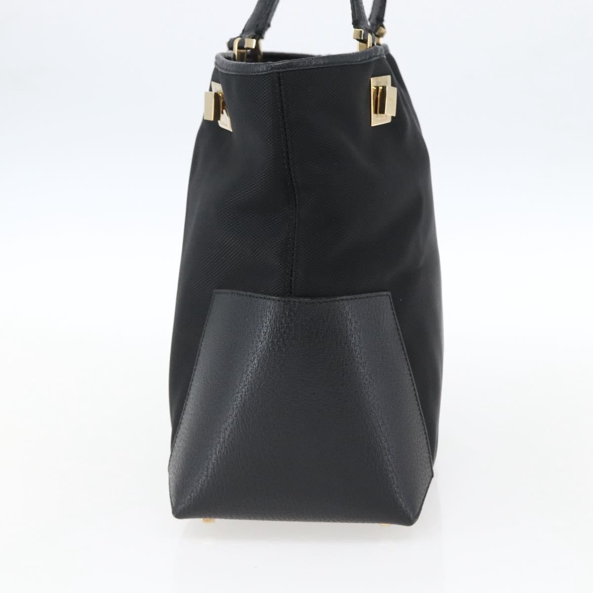 Salvatore Ferragamo Tote Woven Leather Black Canvas Tote Bag Bag (Pre-Owned)