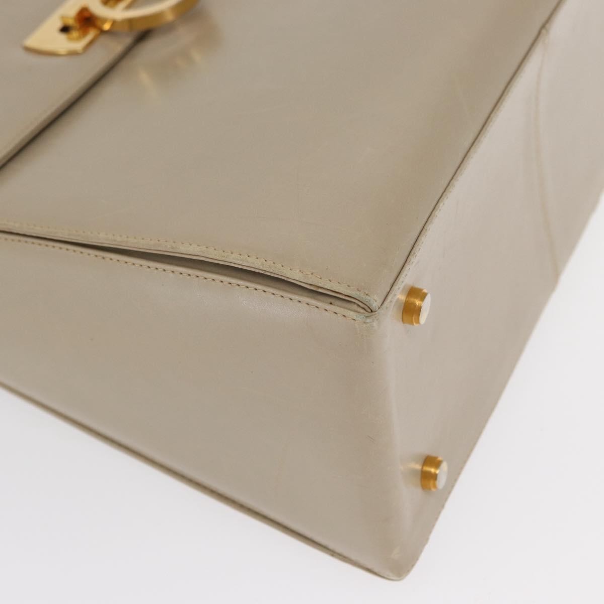 Salvatore Ferragamo Gancini Convertible Top Handle Leather Beige Leather Handbag (Pre-Owned)