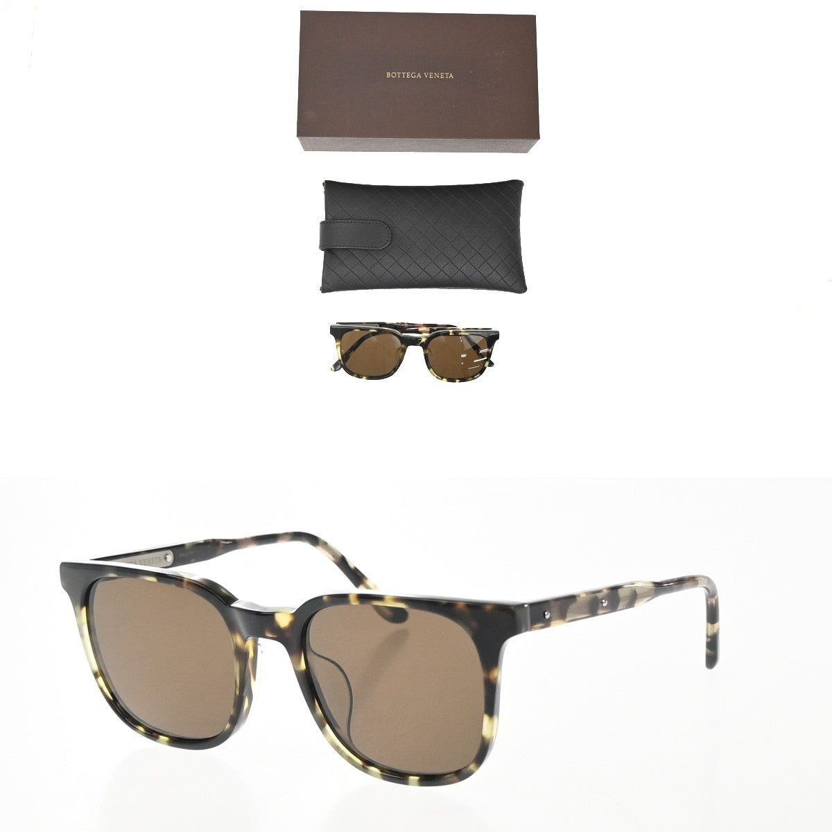 Bottega Veneta Intrecciato Plastic Brown Plastic Sunglasse Accessory (Pre-Owned)