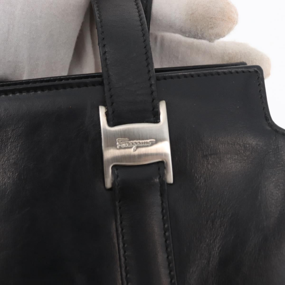 Salvatore Ferragamo Vintage Leather Black Leather Tote Bag Bag (Pre-Owned)