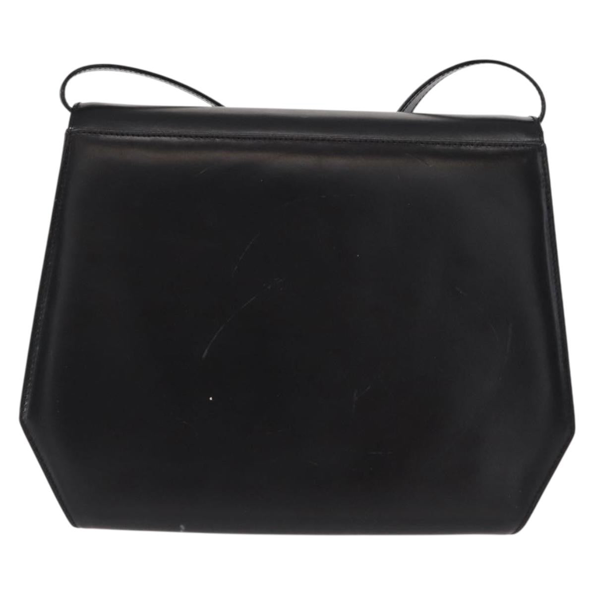 Salvatore Ferragamo Gancini Leather Black Leather Shoulder Bag Bag (Pre-Owned)
