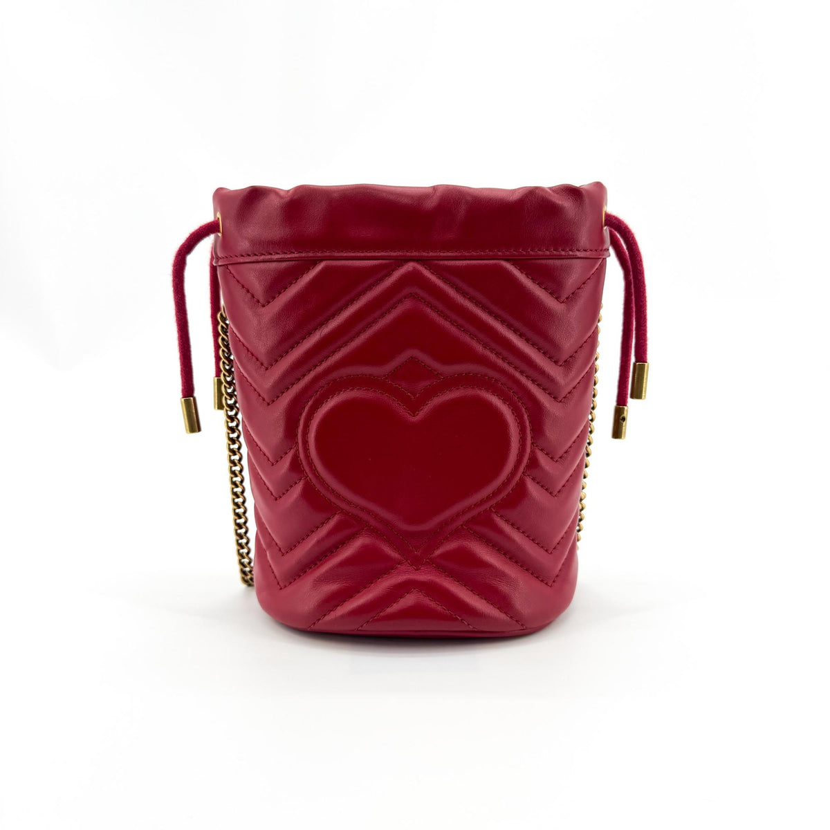Gucci Gg Marmont Bucket Matelasse Leather Red Leather Shoulder Bag Bag (Pre-Owned)