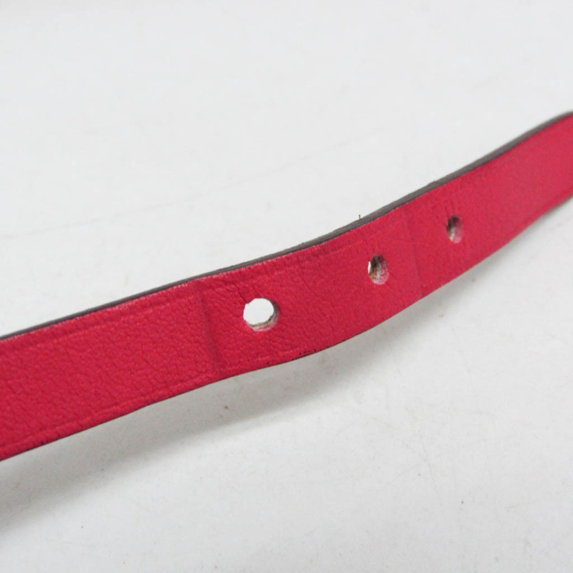 Hermes Hapi 3 Leather With Metal Pink Leather Bracelet Jewelry (Pre-Owned)