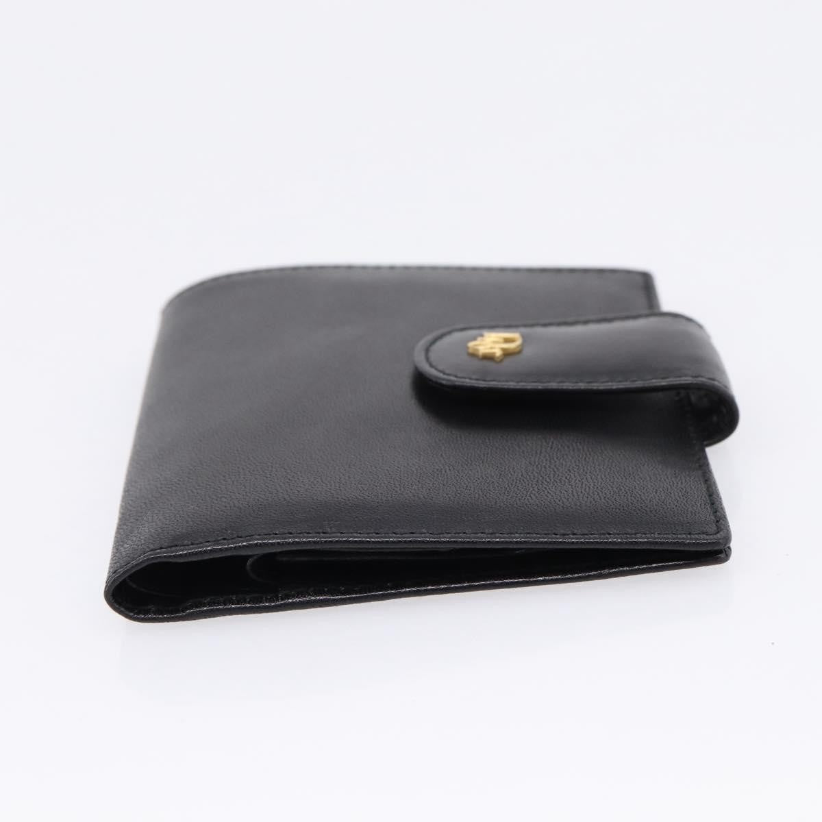 Christian Dior Bifold Card Holder Leather Black Leather Card Holders Accessory (Pre-Owned)