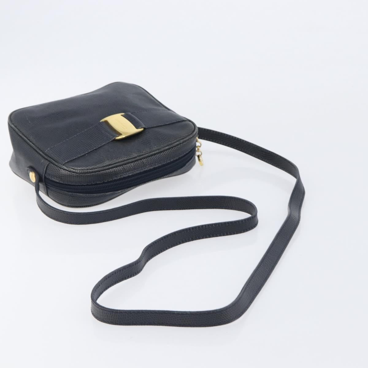 Salvatore Ferragamo Vala Leather Navy Leather Shoulder Bag Bag (Pre-Owned)