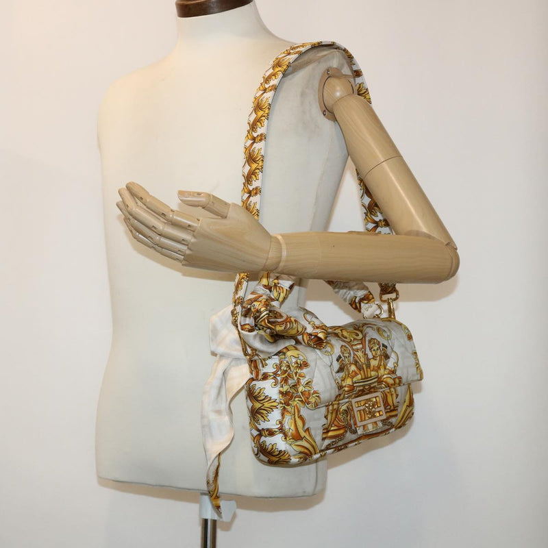 Fendi Baguette White Polyester Shoulder Bag (Pre-Owned)