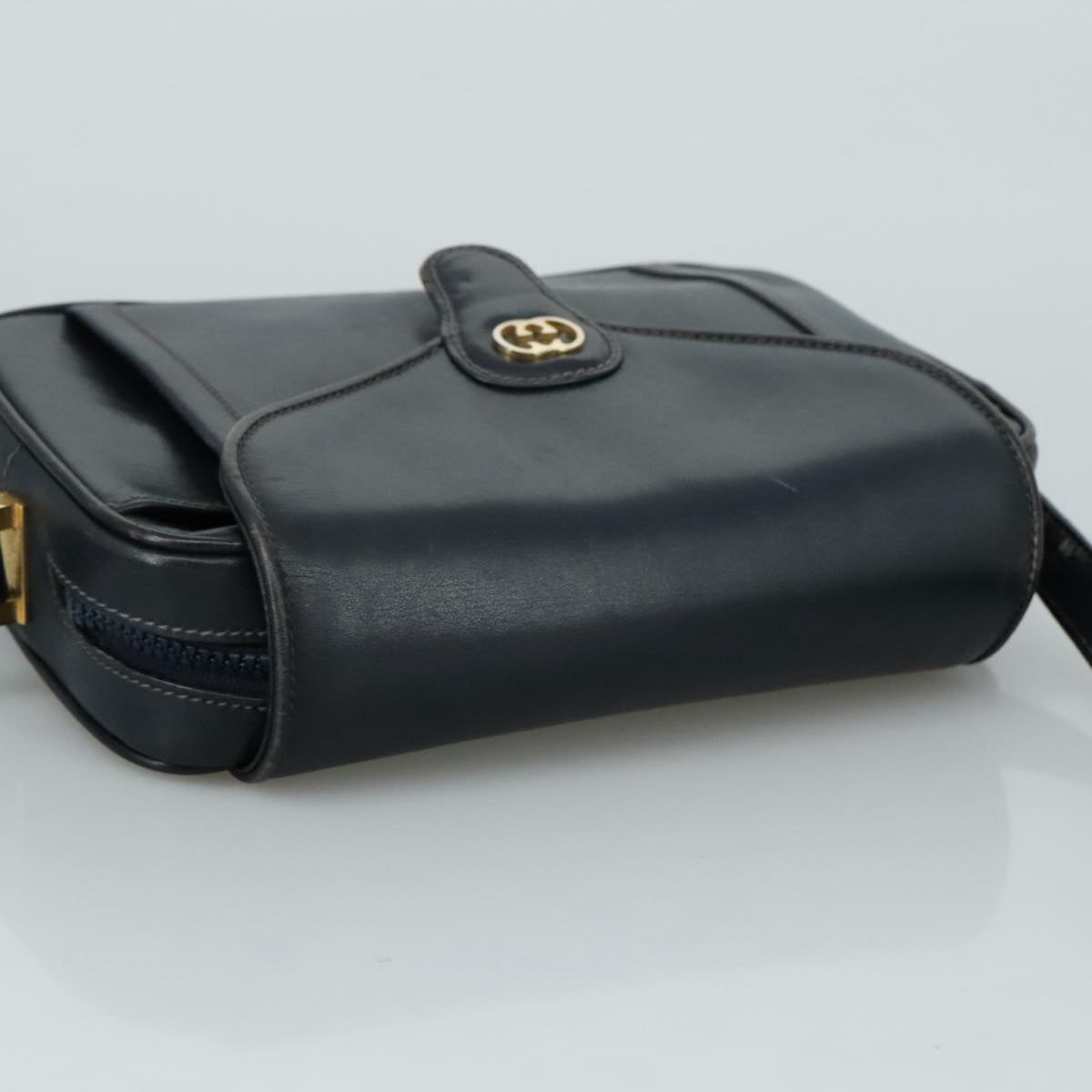 Gucci Interlocking G Navy Leather Shoulder Bag (Pre-Owned)