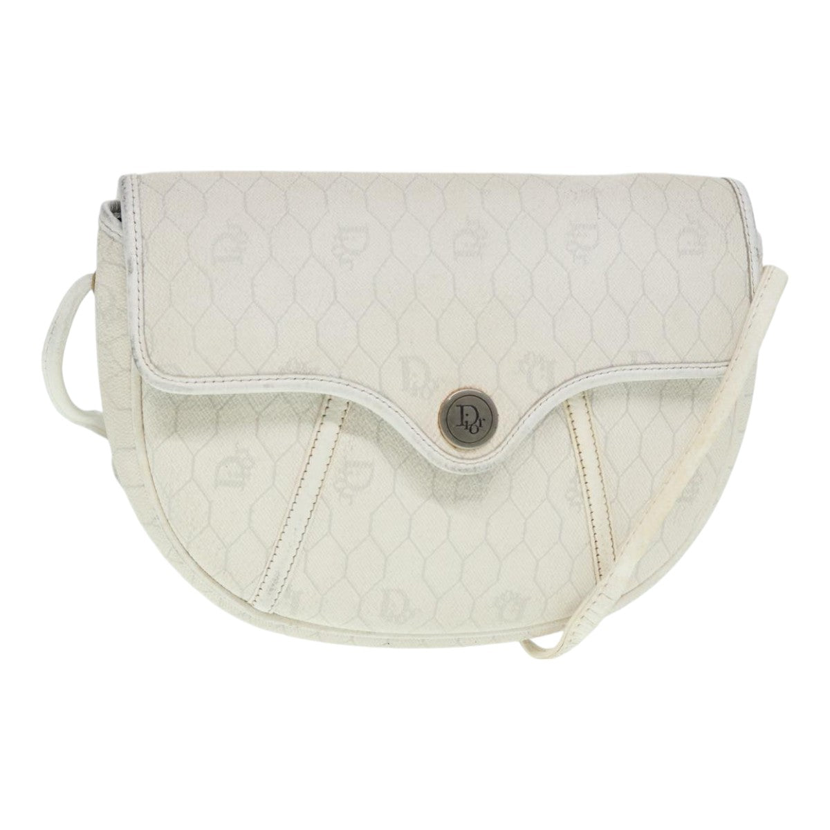 Dior Honeycomb White Canvas Shoulder Bag (Pre-Owned)