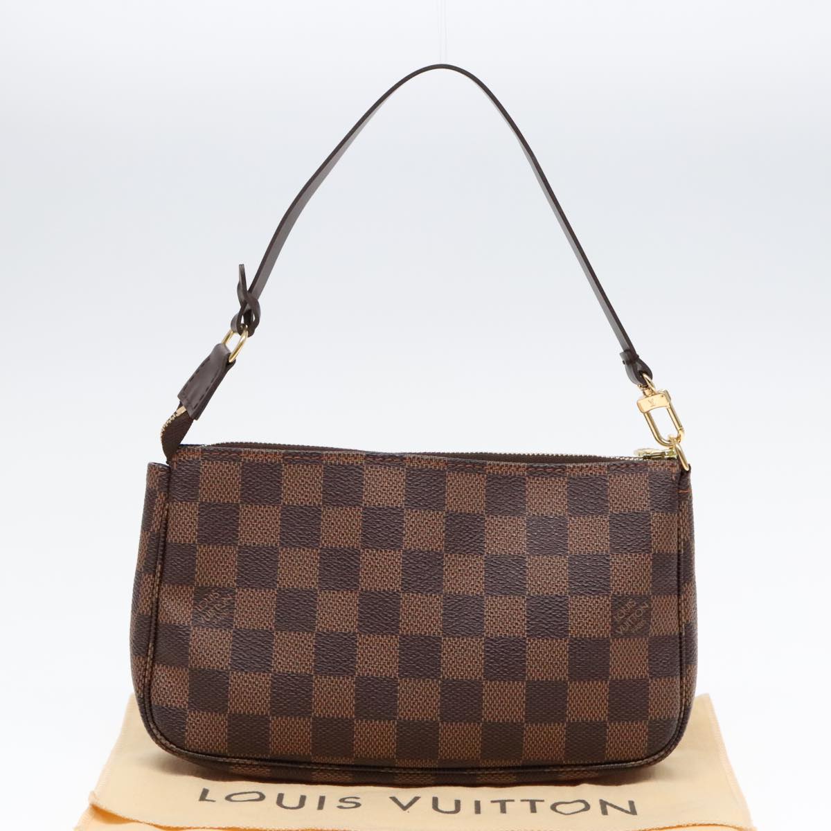 Louis Vuitton Pochette Accessoire Brown Canvas Clutch Bag (Pre-Owned)