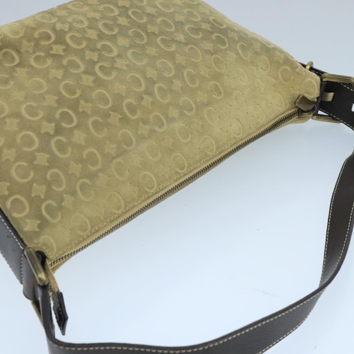 Céline Macadam Beige Suede Shoulder Bag (Pre-Owned)