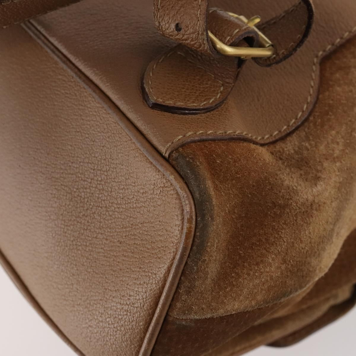 Gucci Vintage Bamboo Suede And Leather Brown Suede Backpack Bag (Pre-Owned)
