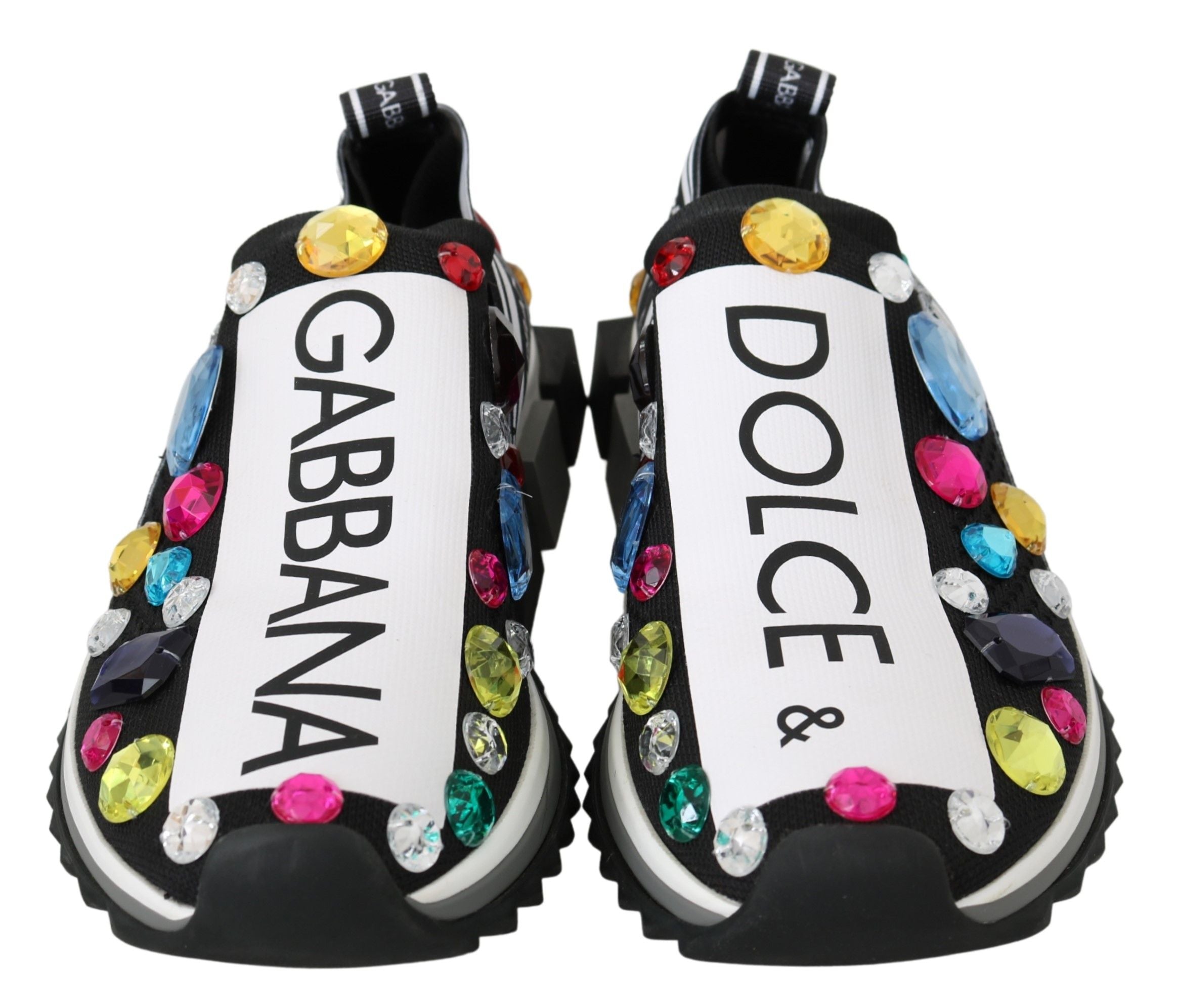 Dolce & Gabbana Black Multicolor Crystal Sneakers Women's Shoes