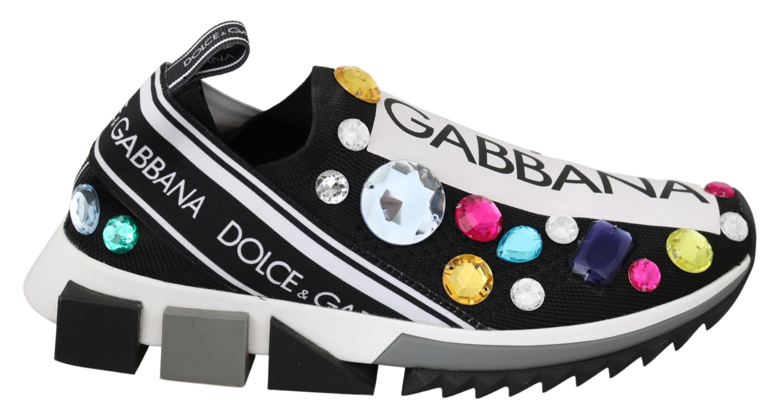 Dolce & Gabbana Black Multicolor Crystal Sneakers Women's Shoes