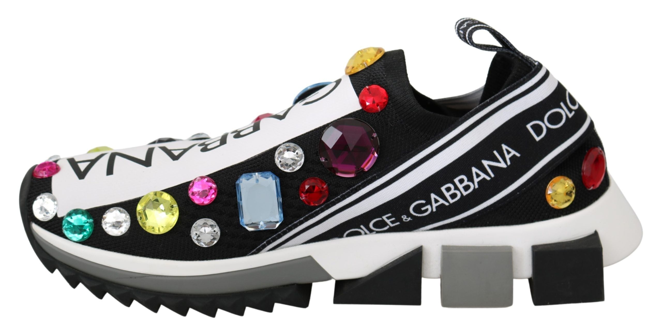 Dolce & Gabbana Black Multicolor Crystal Sneakers Women's Shoes