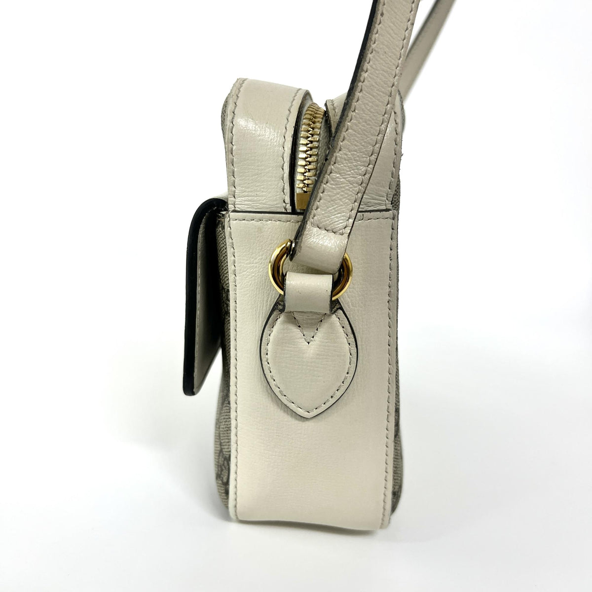 Gucci Horsebit 1955 Flap Pocket Camera Gg Coated Canvas And Leather Beige Canvas Shoulder Bag Bag (Pre-Owned)