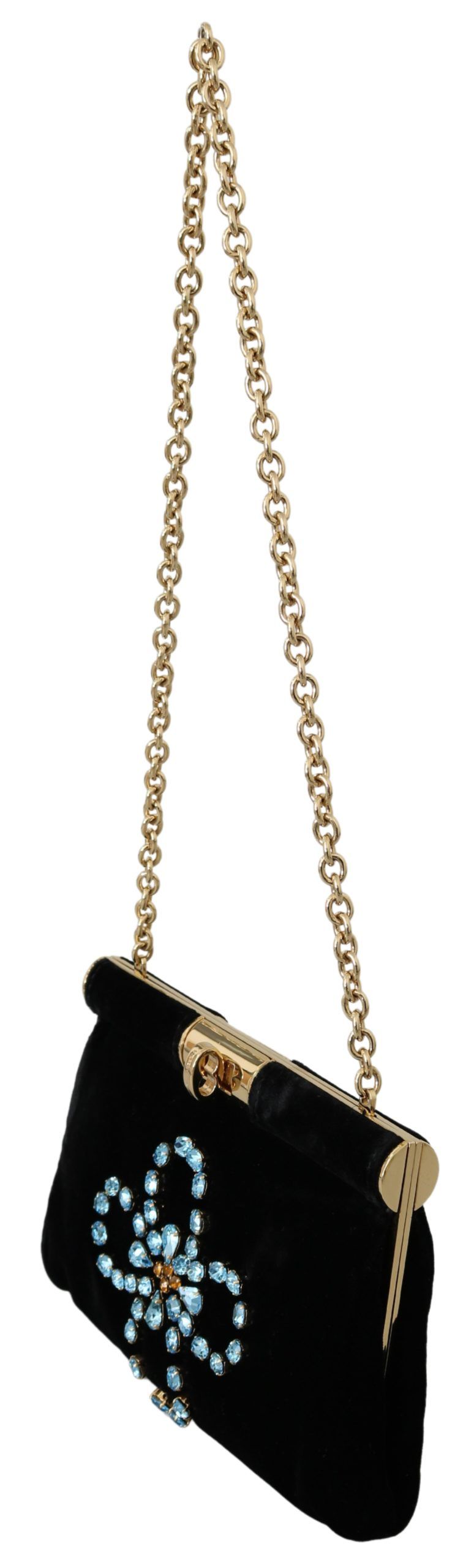 Dolce & Gabbana Velvet Evening Party Crossbody with Crystal Women's Studs
