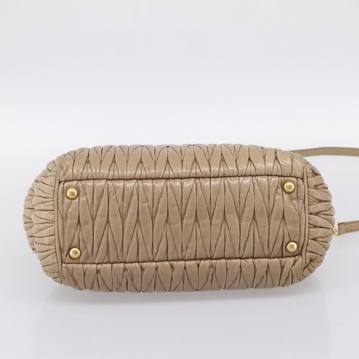 Miu Miu Convertible Dome Satchel Matelasse Leather Beige Leather Handbag (Pre-Owned)