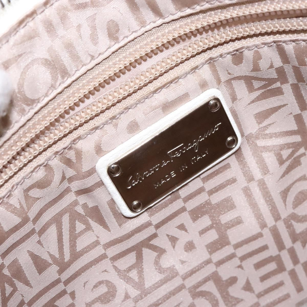 Salvatore Ferragamo Gancini Leather White Leather Shoulder Bag Bag (Pre-Owned)