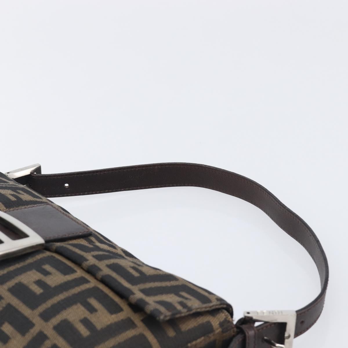 Fendi Mamma Baguette Zucca Jacquard Velvet Brown Canvas Shoulder Bag Bag (Pre-Owned)