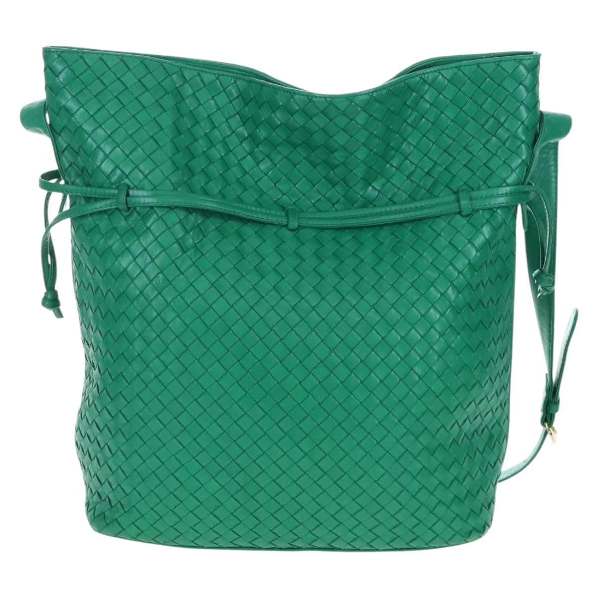 Bottega Veneta Intrecciato Shoulder Leather Green Leather Shoulder Bag Bag (Pre-Owned)