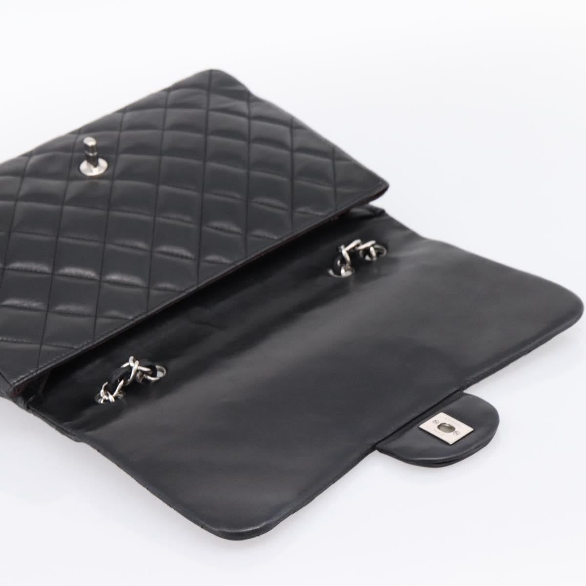 Chanel Vintage Square Classic Flap Quilted Lambskin Black Leather Handbag (Pre-Owned)