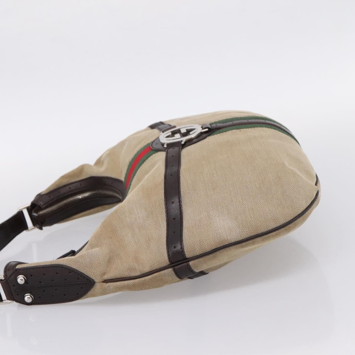 Gucci Reins Web Hobo Canvas Beige Canvas Shoulder Bag Bag (Pre-Owned)