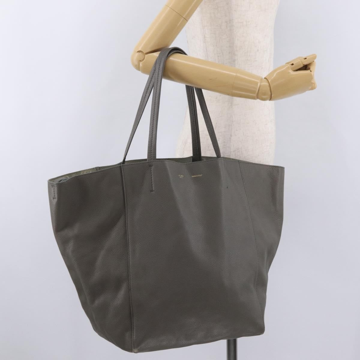 Celine Phantom Cabas Leather Gray Leather Tote Bag Bag (Pre-Owned)