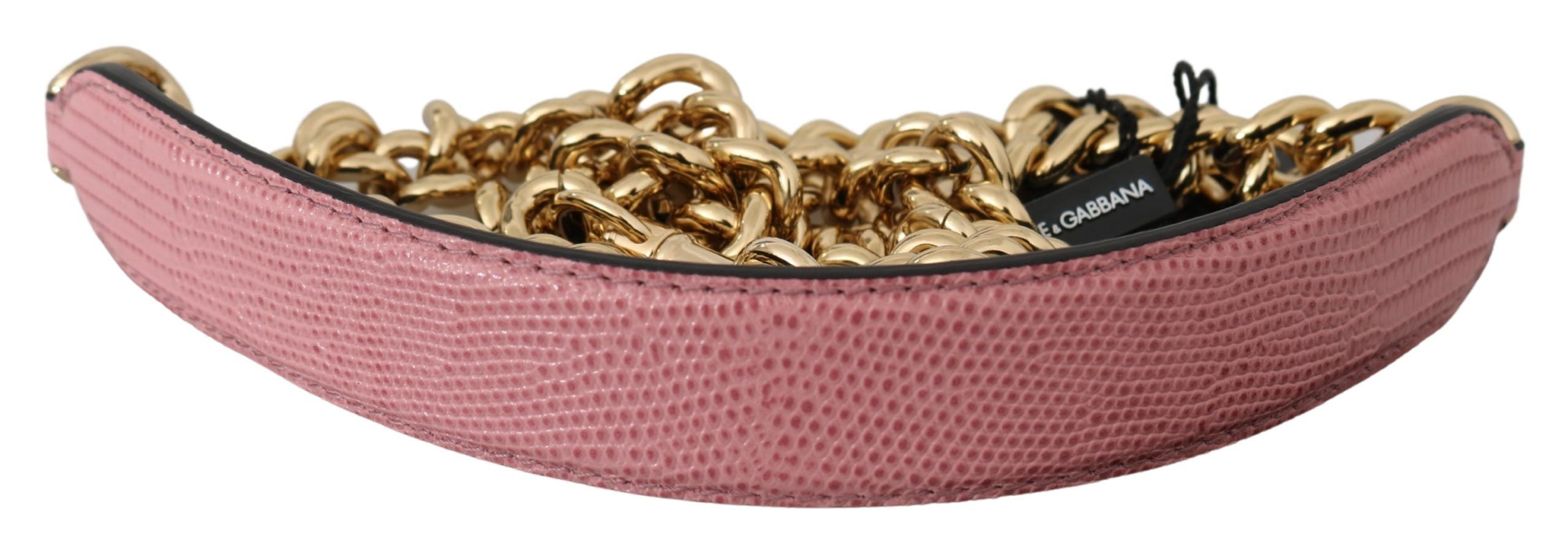 Dolce & Gabbana Pink Leather Gold Chain Accessory Shoulder Women's Strap