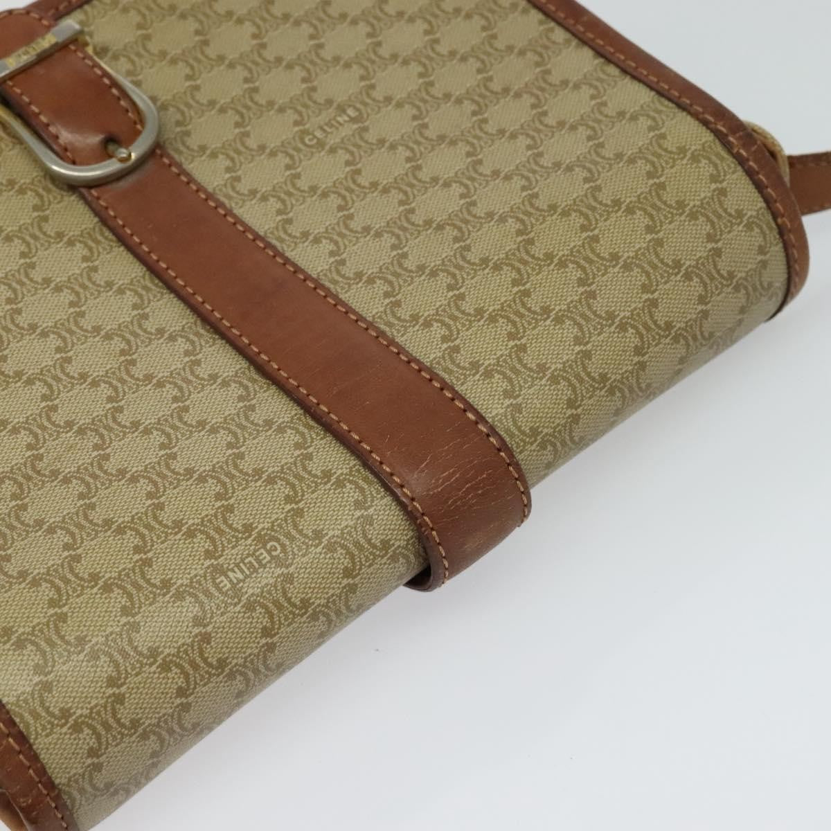 Celine Vintage Macadam Canvas And Leather Beige Canvas Shoulder Bag Bag (Pre-Owned)