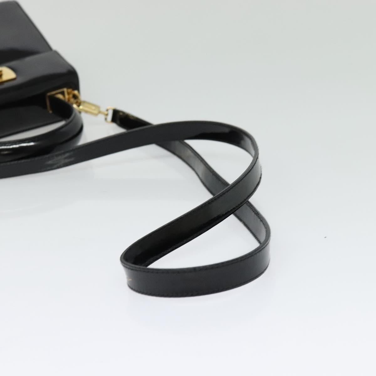 Salvatore Ferragamo Gancini Convertible Top Handle Patent Leather Black Patent_Leather Handbag (Pre-Owned)