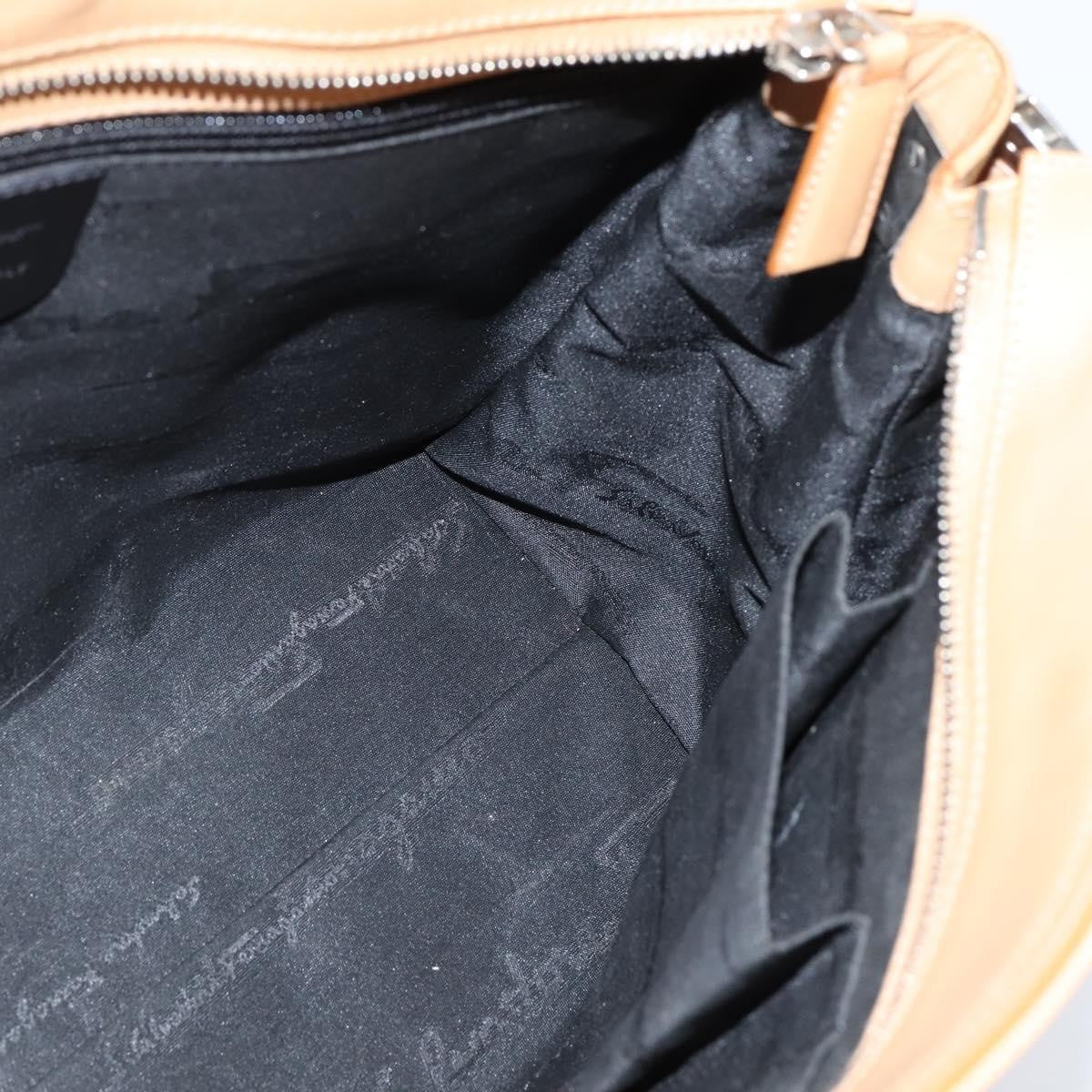 Salvatore Ferragamo Gancini Tote Leather Beige Leather Tote Bag Bag (Pre-Owned)
