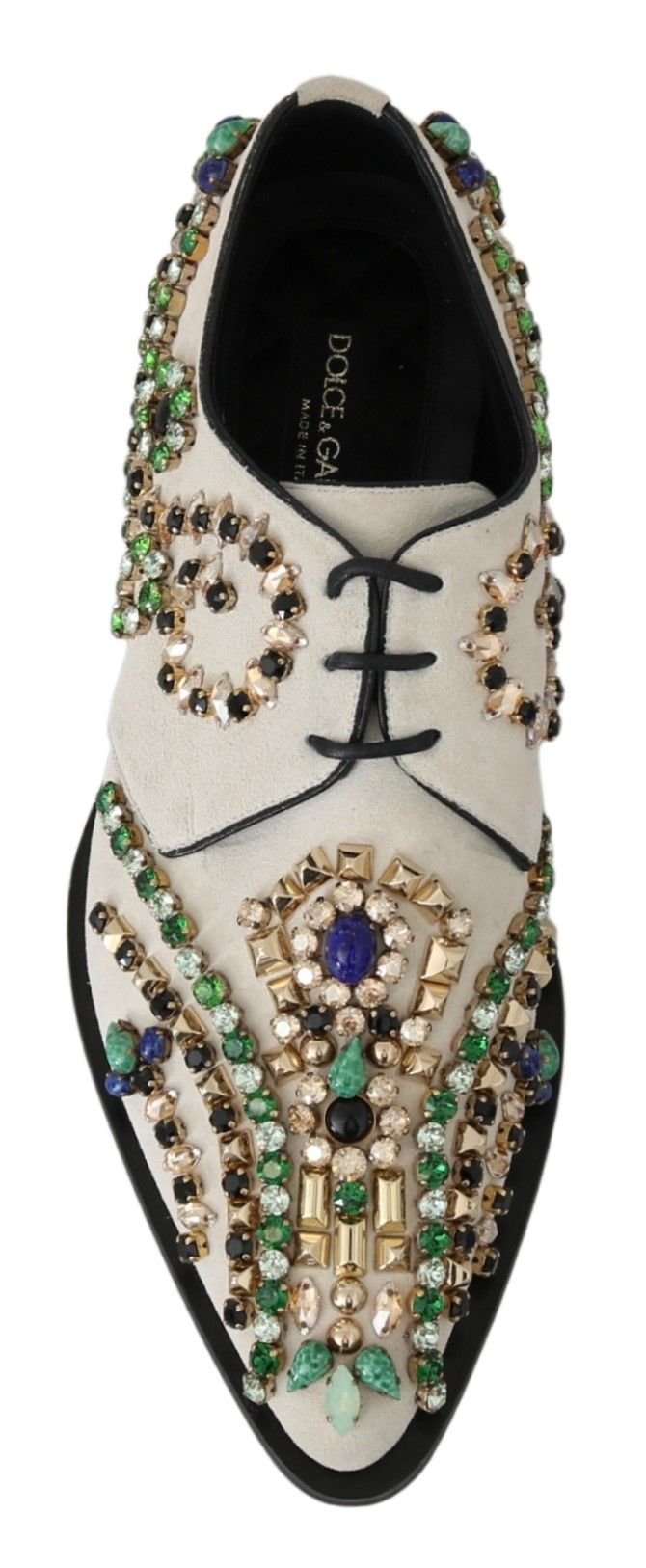 Dolce & Gabbana White Suede Crystal Dress Broque Women's Shoes