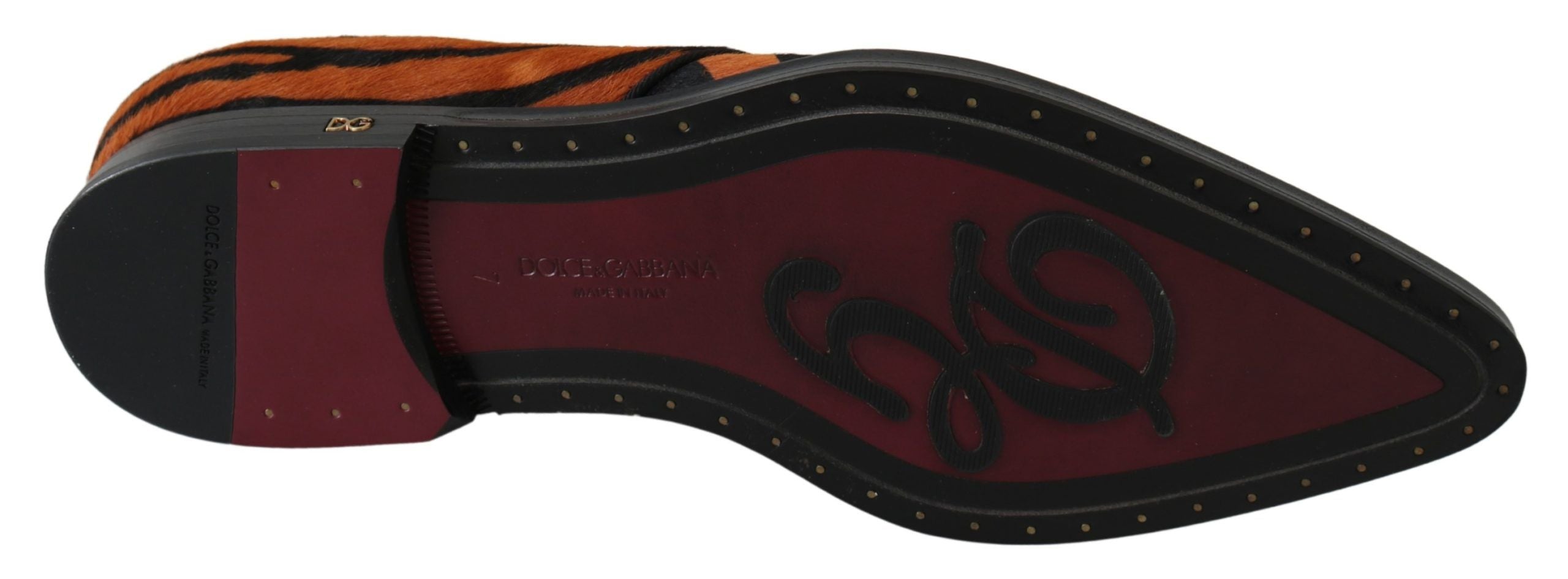 Dolce & Gabbana Orange Pony Hair Formal Dress Broque Women's Shoes