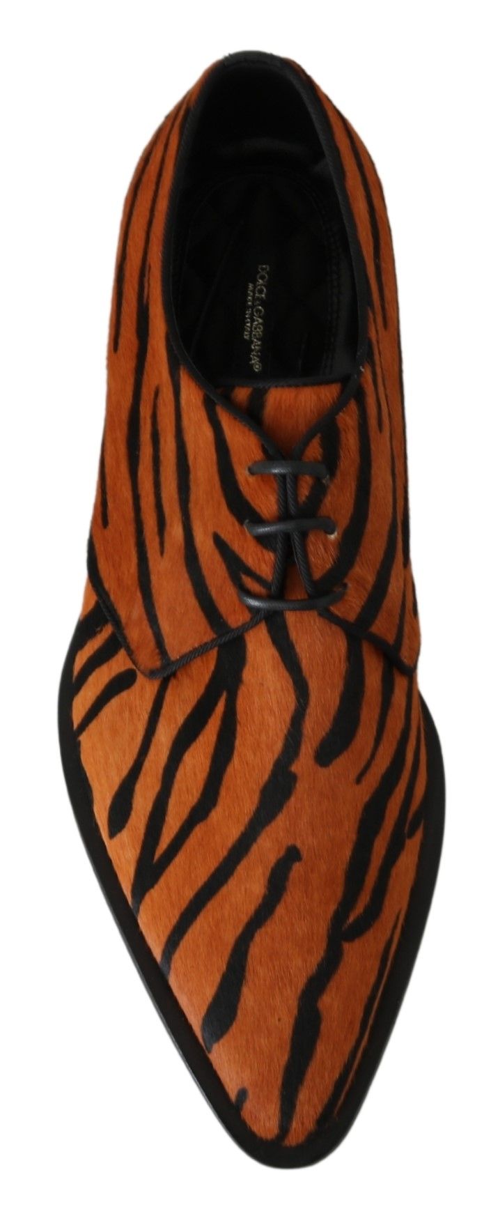 Dolce & Gabbana Orange Pony Hair Formal Dress Broque Women's Shoes