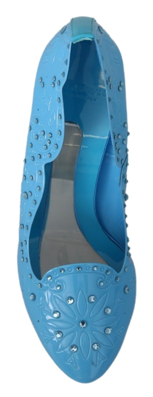 Dolce & Gabbana Crystal Embellished Blue Cinderella Women's Pumps
