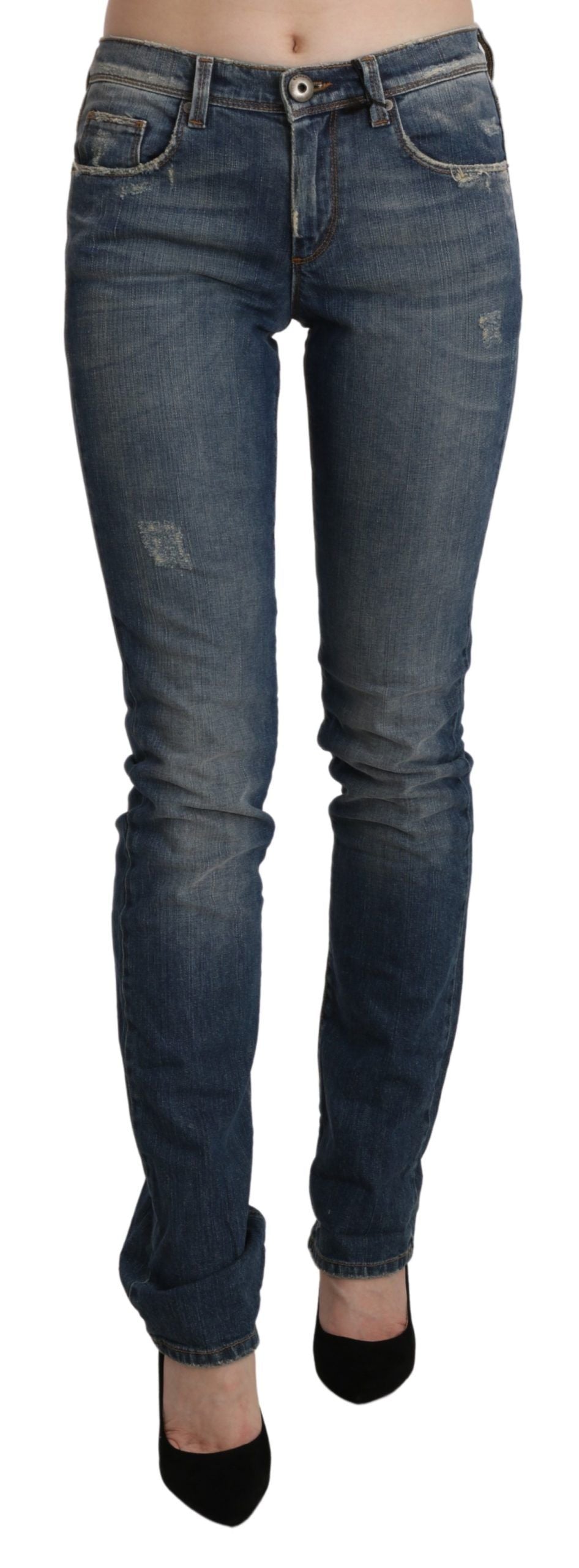 Ermanno Scervino Chic Mid Waist Skinny Denim in Blue Women's Washed