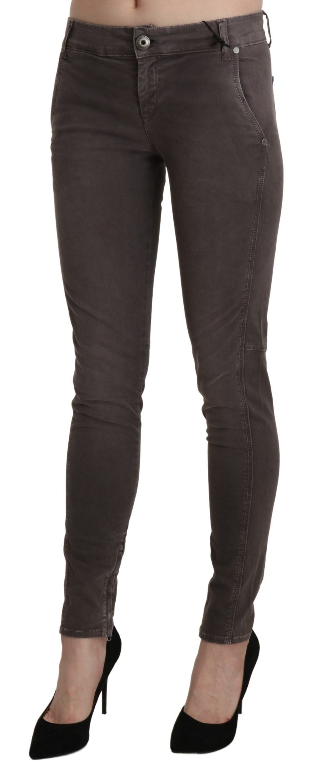 Ermanno Scervino Brown Low Waist Skinny Slim Trouser Cotton Women's Jeans