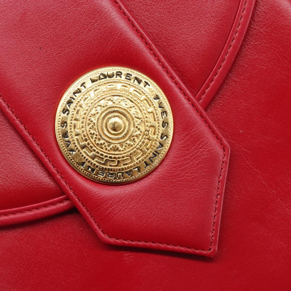 Saint Laurent Vintage Shoulder Bag Leather Red Leather Shoulder Bag Bag (Pre-Owned)
