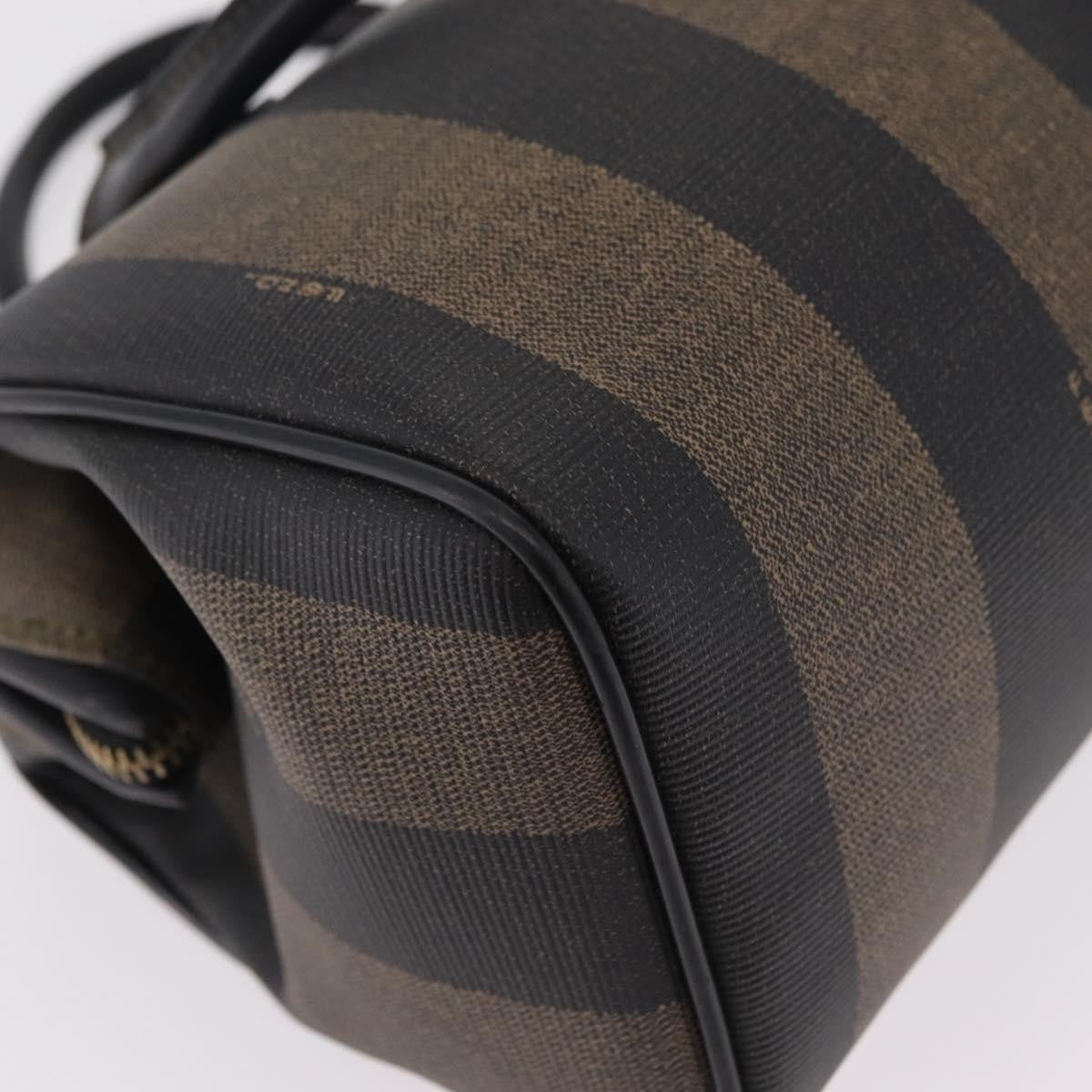 Fendi Vintage Pequin Boston Coated Canvas Brown Canvas Handbag (Pre-Owned)