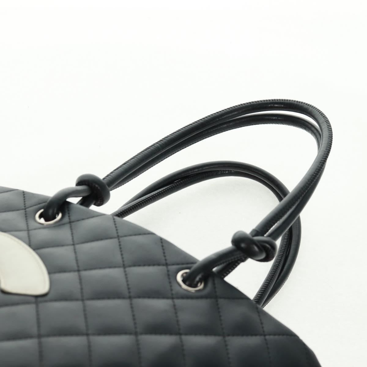 Chanel Cambon Tote Quilted Leather Black Leather Tote Bag Bag (Pre-Owned)