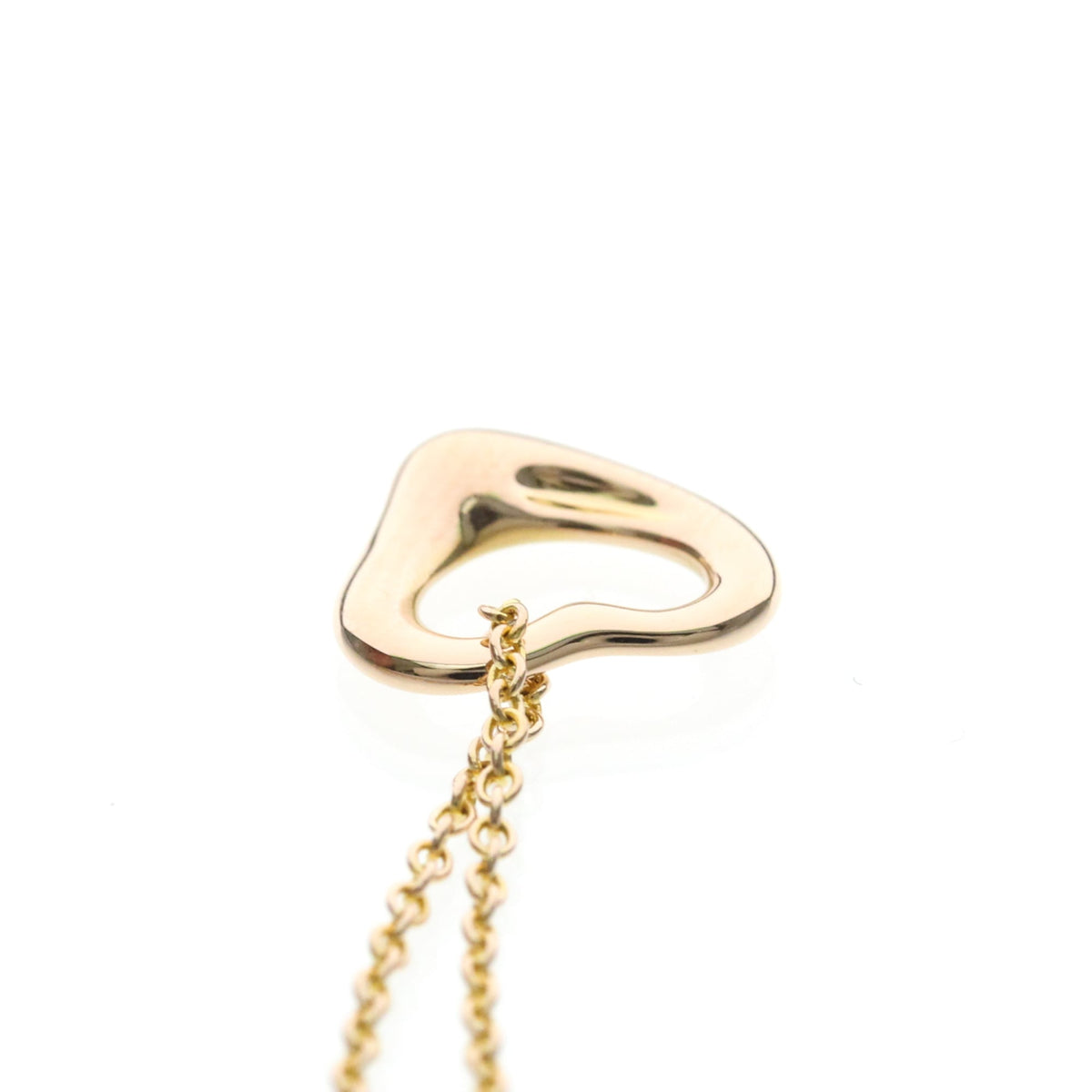 Tiffany & Co. Elsa Peretti Open Heart Pendant 18K Yellow Gold Gold Pink_Gold Necklace Jewelry (Pre-Owned)