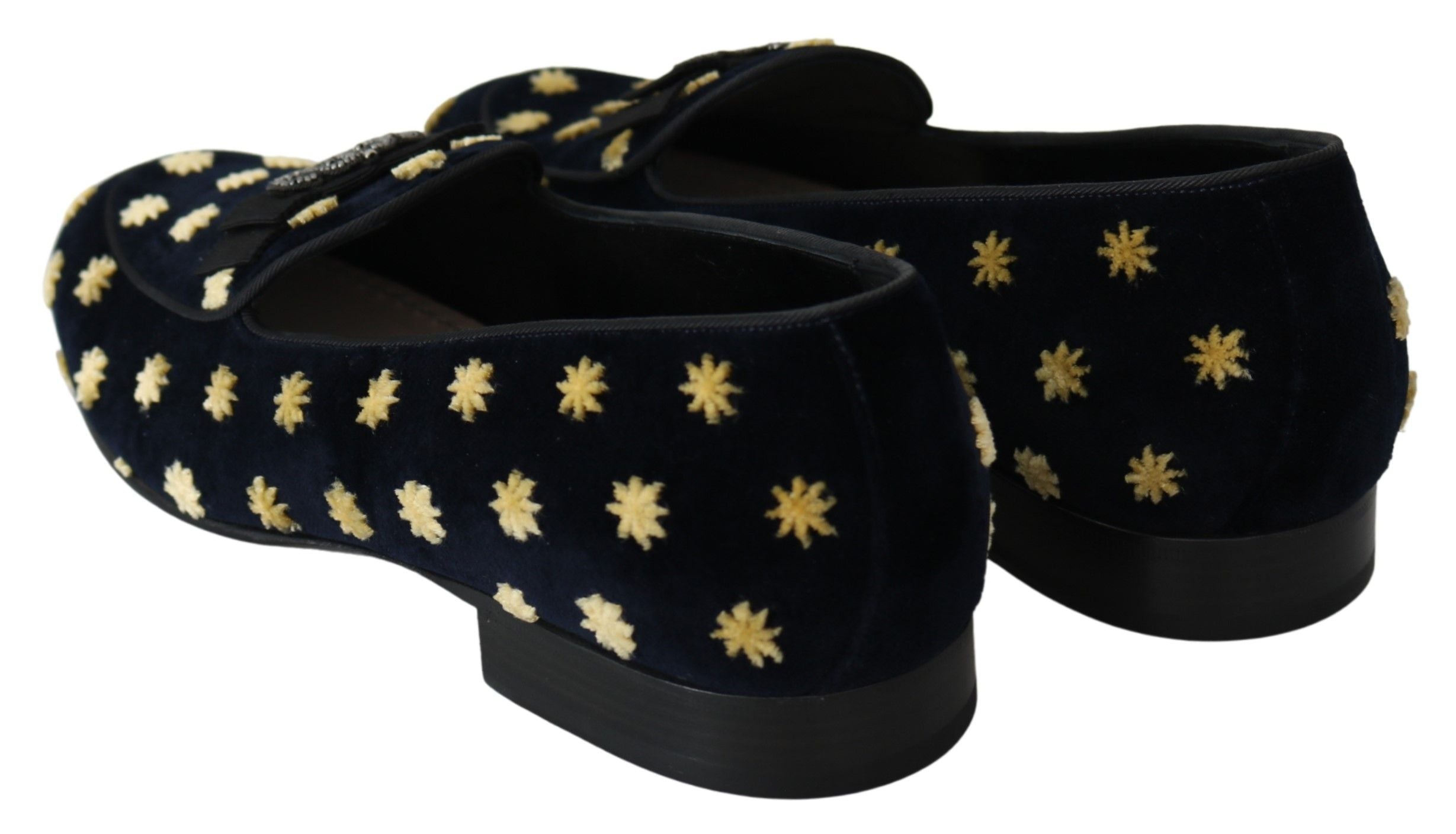 Dolce & Gabbana Blue Velvet Crown Slippers Loafers Men's Shoes