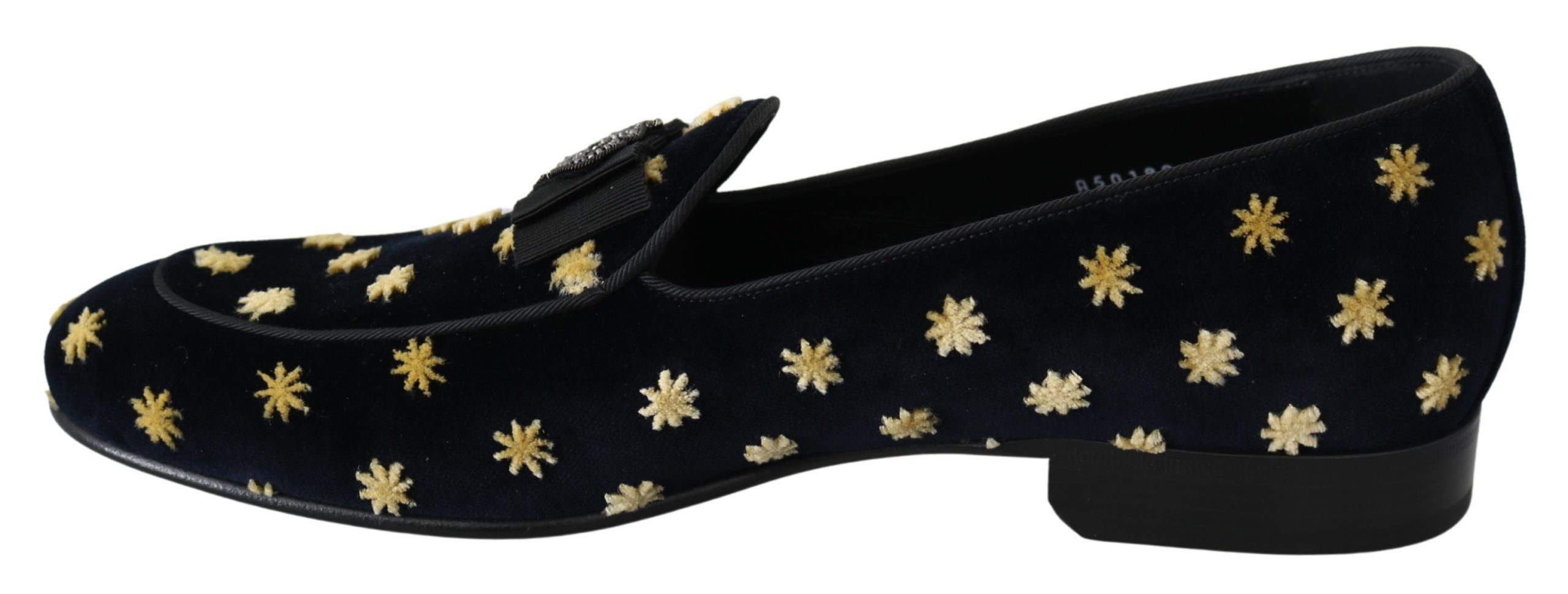 Dolce & Gabbana Blue Velvet Crown Slippers Loafers Men's Shoes