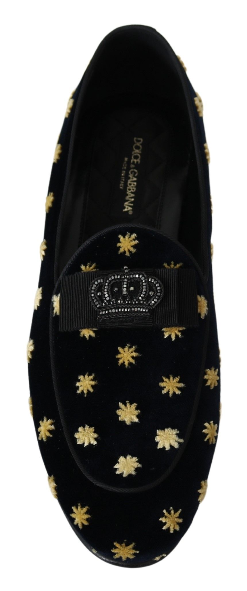 Dolce & Gabbana Blue Velvet Crown Slippers Loafers Men's Shoes