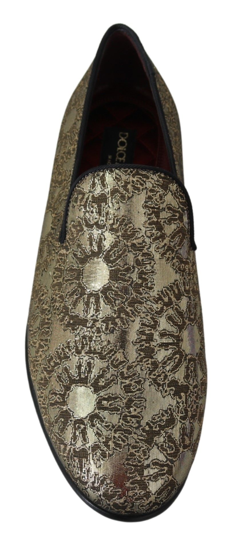 Dolce & Gabbana Gold Jacquard Flats Mens Loafers Men's Shoes