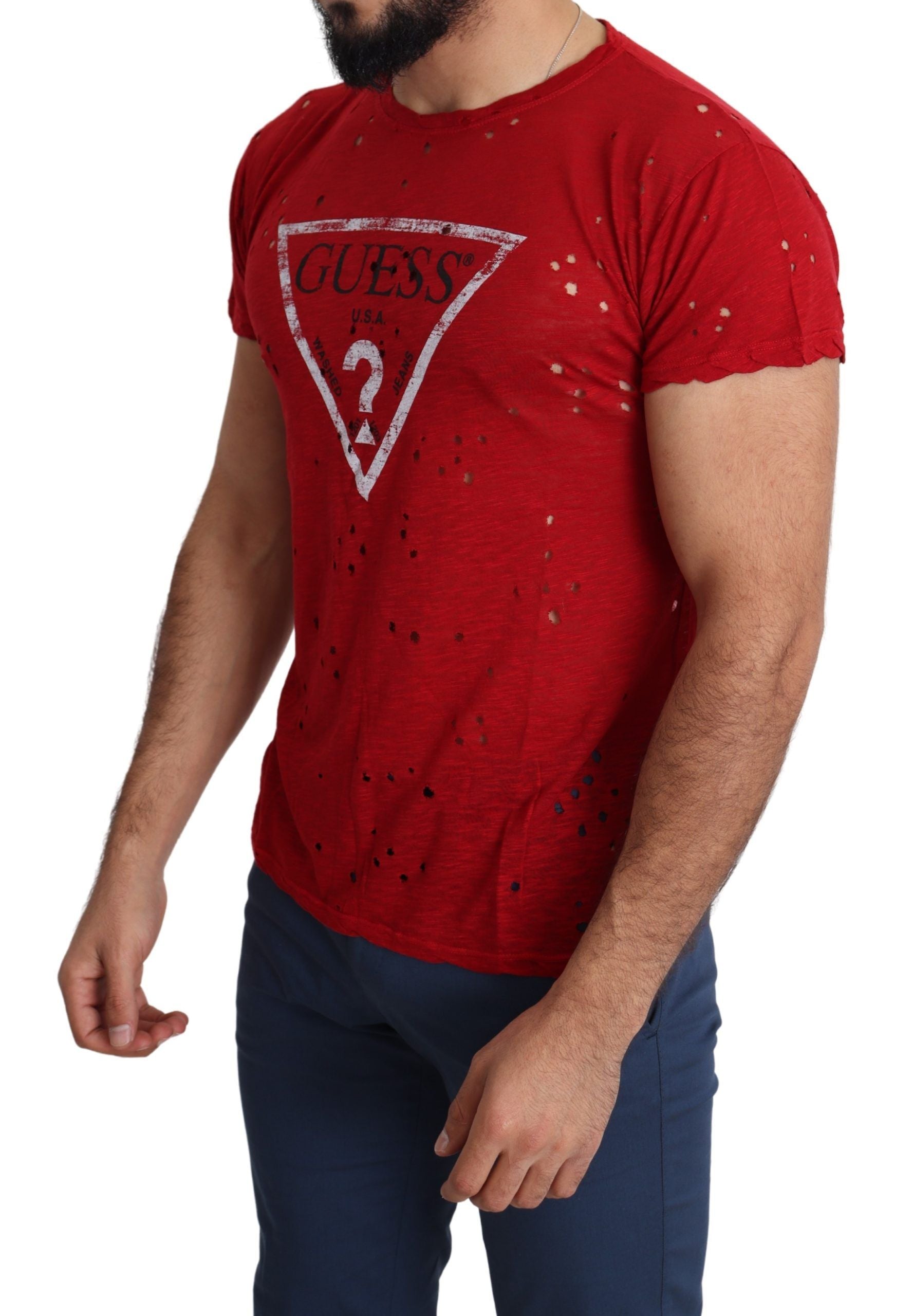 Guess Radiant Red Cotton Stretch Men's T-Shirt